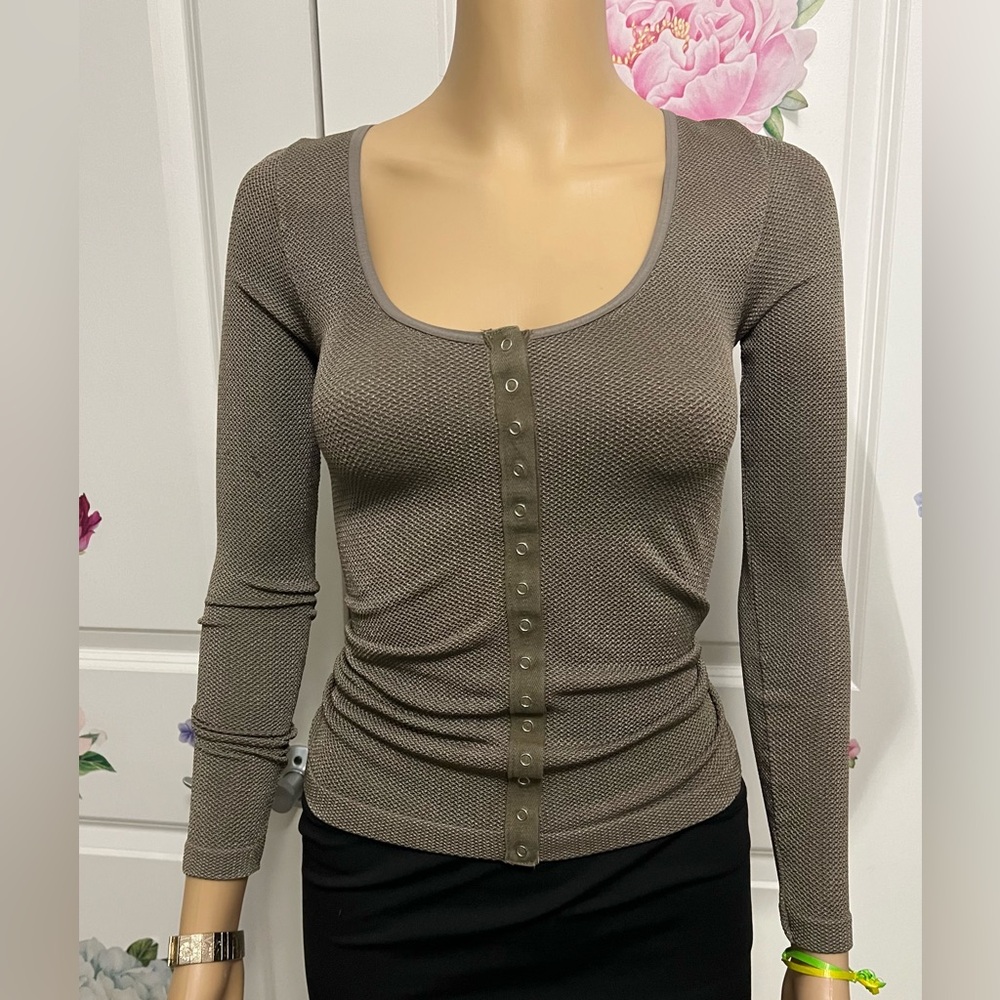 FP Movement by Free People Brown Button Down Women's Top